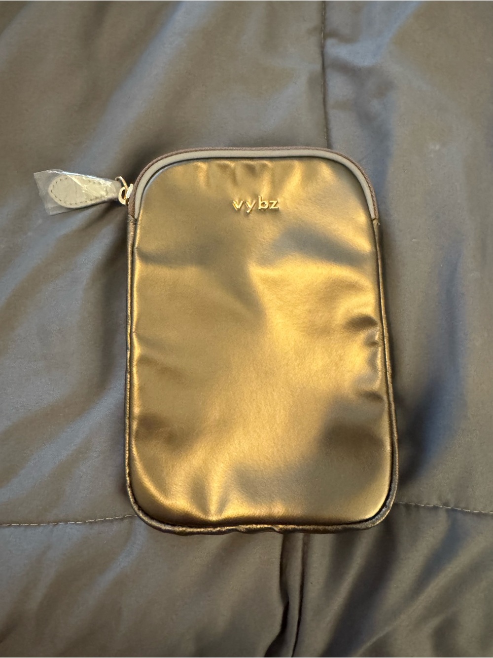 Gold Metallic Travel Pouch - Compact Accessory Case
